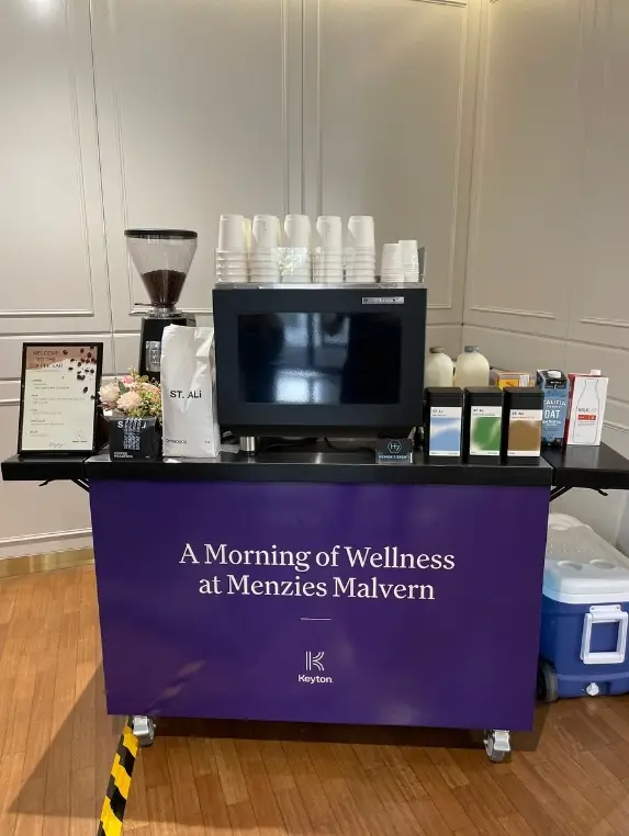 Coffee cart at a Menzies Malvern wellness event