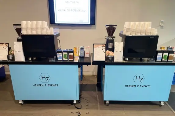 Two Heaven 7 coffee carts side by side at a Melbourne event