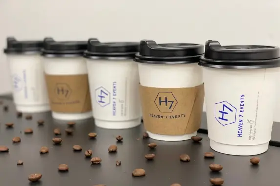 Heaven 7 biodegradable branded coffee cups