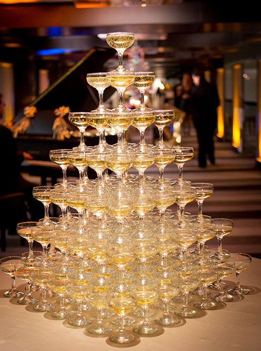 elegant champagne/cocktail towers